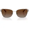 Ralph 56mm Gradient Polarized Irregular Sunglasses In Silver