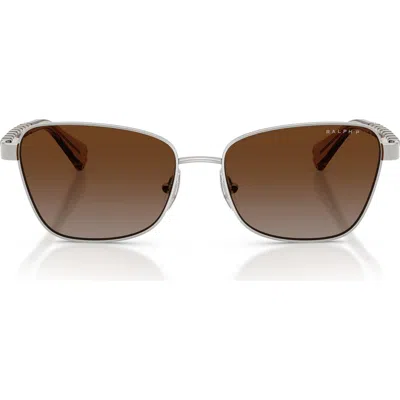 Ralph 56mm Gradient Polarized Irregular Sunglasses In Silver
