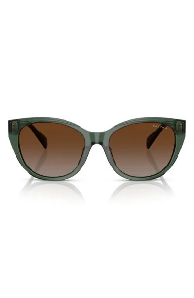 Ralph 56mm Square Gradient Polarized Sunglasses In Transparent Green/brown