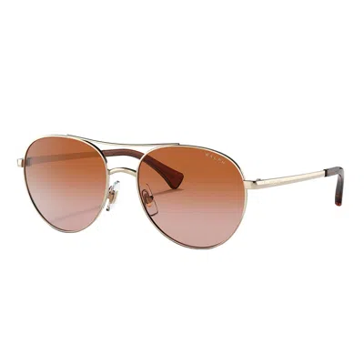 Ralph By Ralph Lauren Ra 4135 911613 55mm Womens Round Sunglasses In Gold