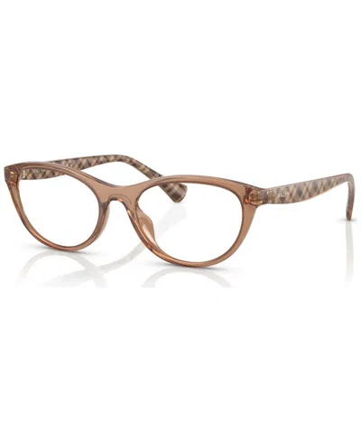 Ralph By Ralph Lauren Women's Oval Eyeglasses, Ra7143u51-o In Shiny Transparent Caramel