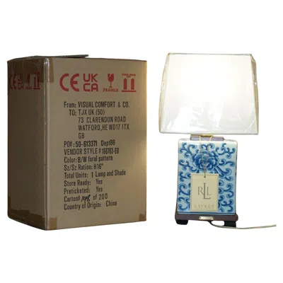 Pre-owned Ralph Lauren 1 Of 2 Brand New In The Box  Porcelain Cobalt Floral Table Lamps In Blue