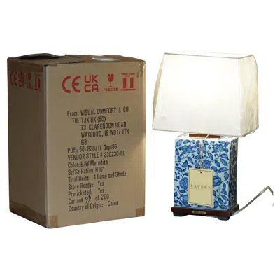 Pre-owned Ralph Lauren 1 Of 4 Brand New In The Box  Porcelain Cobalt Vineyard Table Lamps In Blue