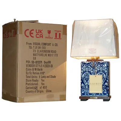 Pre-owned Ralph Lauren 1 Of 8 In The Box  Porcelain Cobalt Vineyard Table Lamps In Blue