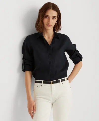Ralph Lauren Linen Shirt In Polo Black