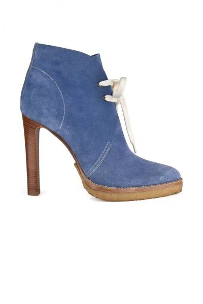 Ralph Lauren Jaylen Laced Suede Boots In Blue