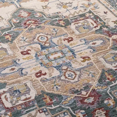 Ralph Lauren 1422 Performance Oriental Rug In Ivory,blue Green