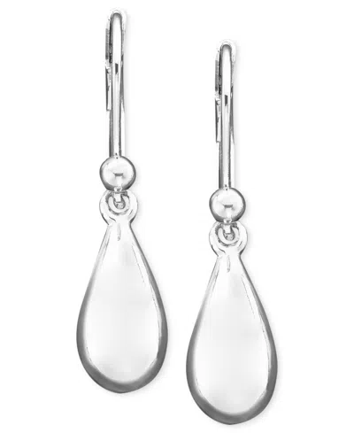 Ralph Lauren 14k Gold-plated Hammered Teardrop Drop Earrings In Silver