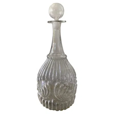 Pre-owned Ralph Lauren 18th Century Three-mold Blown Glass Decanter By Boston & Sandwich Glass Company In Gray