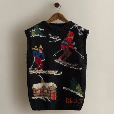 Ralph Lauren 1983 Intarsia-knit Sweater Vest In Black