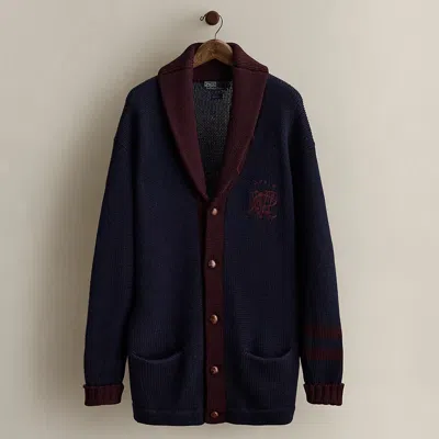 Ralph Lauren 1988 Crest Wool Cardigan In Blue