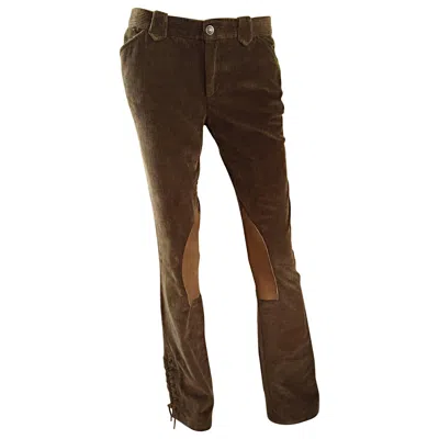 Pre-owned Ralph Lauren 1990s  ' Blue Label ' Tan & Brown Corduroy + Suede Flare Leg Pants
