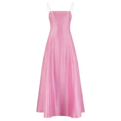 Pre-owned Ralph Lauren 1990s  Pink Silk Maxi Dress With Crystal Straps
