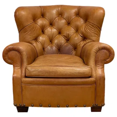 Pre-owned Ralph Lauren 1990s Rare  Prototype Writer's Chair In Patinated Leather In Brown