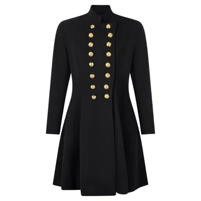 Pre-owned Ralph Lauren 1991 Runway  Collection Black Double Breasted Coat Dress