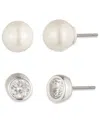 Ralph Lauren 2-pc. Cubic Zirconia And Imitation Pearl Duo Earrings Set In White