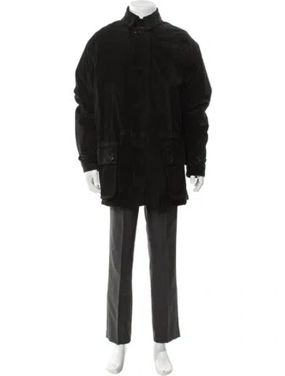 Pre-owned Ralph Lauren 2000's Suede Parka In Black