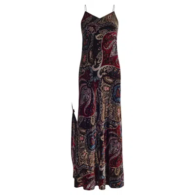 Pre-owned Ralph Lauren 2001  Collection Runway Paisley Velvet Maxi Dress In Black