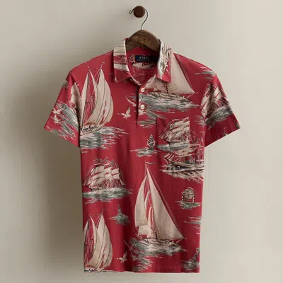 Ralph Lauren 2015 Sailboat-print Polo Shirt In Red