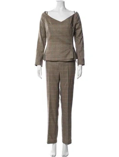 Pre-owned Ralph Lauren 2017 Wool Pantsuit In Brown
