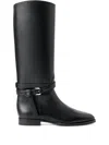 Ralph Lauren 25mm Donnely Buckle-strap Calfskin Boots In Black