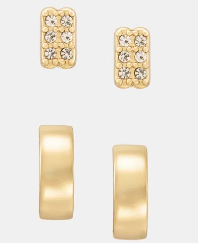 Ralph Lauren 2-pc. Set Pave Stud & C-hoop Earrings Set In Gold