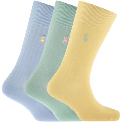 Ralph Lauren 3 Pack Socks Yellow In Animal Print