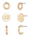 Ralph Lauren 3-pc. Gold-tone Lauren Rope Trio Earrings Set In Gold