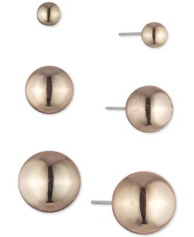 Ralph Lauren 3-pc. Set Metal Ball Stud Earrings In Gold