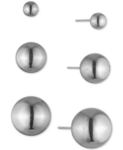 Ralph Lauren 3-pc. Set Metal Ball Stud Earrings In Silver