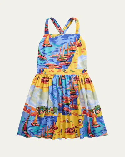 Ralph Lauren Kids' 30s Cotton-printpinafor-dresses-day Dress In Seaside Village Haven