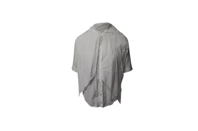 Polo Ralph Lauren 3/4 Sleeves Draped Oversized Collar Blouse In White Cotton