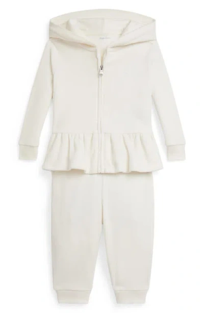 Ralph Lauren Babies'  40/1 Ctn Ply Velour-lsfzhood-s In White