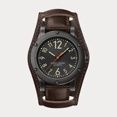 Polo Ralph Lauren 42 Mm Aged Steel Watch In Black