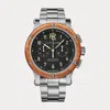 Polo Ralph Lauren 42 Mm Chronograph Steel Wood Bezel Watch In Black Dial W/chrono