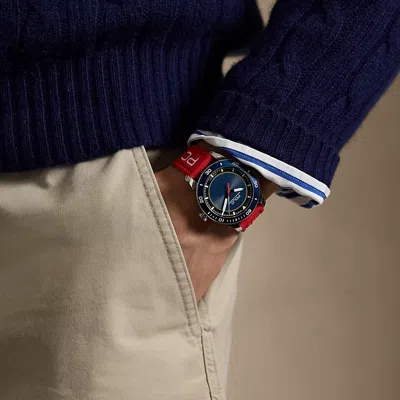Polo Ralph Lauren 42 Mm Polo Sport Steel Watch In Blue Dial/blue Bezel