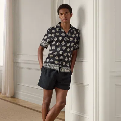 Ralph Lauren 4.5-inch Amalfi Linen Swim Trunk In Black