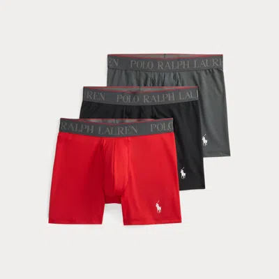 Polo Ralph Lauren 4d-flex Performance Air Boxer Brief Pack In Red/black/charcoal In Multi