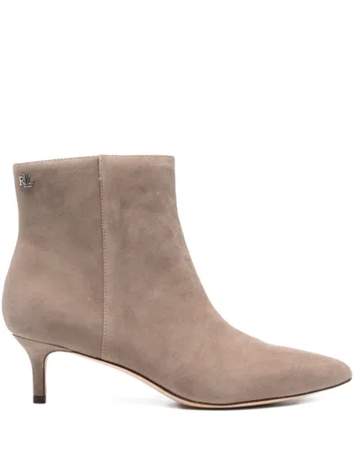 Ralph Lauren 50mm Pointed-toe Zip Boots In Neutral