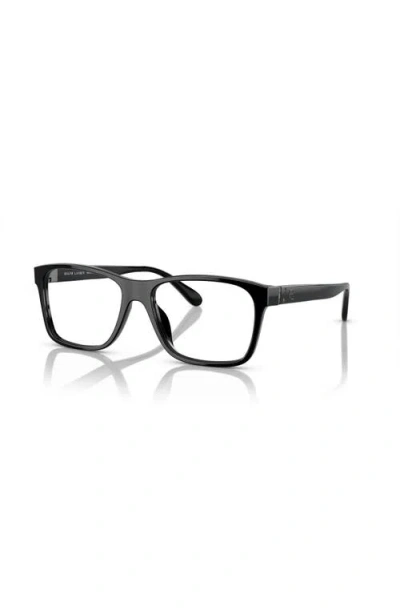 Ralph Lauren 56mm Rectangle Optical Glasses In Black
