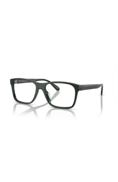 Ralph Lauren 56mm Rectangle Optical Glasses In Green