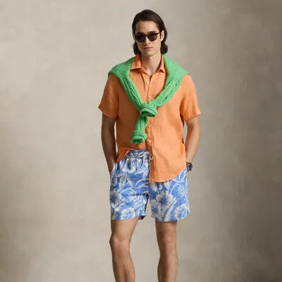 Ralph Lauren 5.75-inch Traveler Linen Swim Trunk In Orange