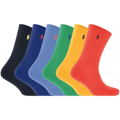 Ralph Lauren 6 Pack Crew Socks In Multi
