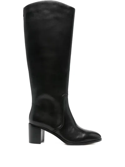 Ralph Lauren 60mm Leather Knee Boots In Black
