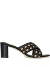 Ralph Lauren 60mm Woven Cross-strap Heeled Sandals In Black