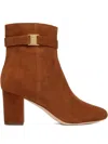 Ralph Lauren Kellie Lauren Tan Suede Block Heel Ankle Boots Siz In Brown