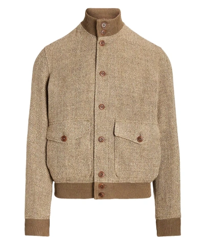 Pre-owned Ralph Lauren $748 Polo  Men's, Linen-blend Tweed Jacket, Tan/brown, M