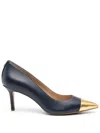 Ralph Lauren 75mm Leather Pumps In Blue