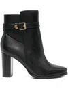 Ralph Lauren 80mm Buckle-strap Block-heel Boots In Black