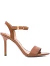 Ralph Lauren 90mm Gwen Ankle-strap Heeled Sandals In Brown